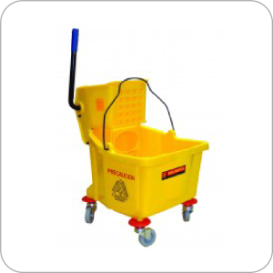 Cubeta con exprimidor y ruedas